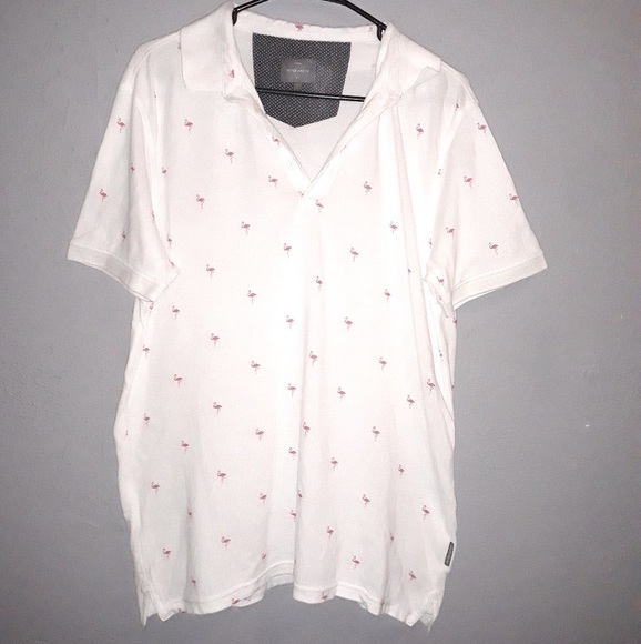 Peter Werth Pink Flamingo Print Mens Polo shirt Small - Picture 1 of 8